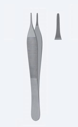 Пінцети, хірургічні, "Adson", дисекційні, делікатні, прямі, кінчик 1,5 мм, загальна довжина 150 мм, 6". Бренд - Asanus Medizintechnik Gmb, Німеччина